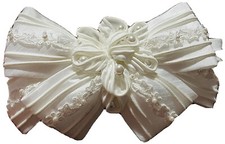 Bridal headpiece vintage bow white lace pearls rosettes Sequins Flower girl New