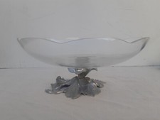 Les Etains du Manoir - Ancienne Coupe à Fruit Verre et Pied Etain