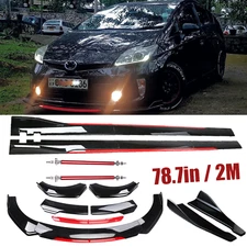 Front Bumper Lip Spoiler Splitter Side Skirt Glossy Black For Toyota Prius