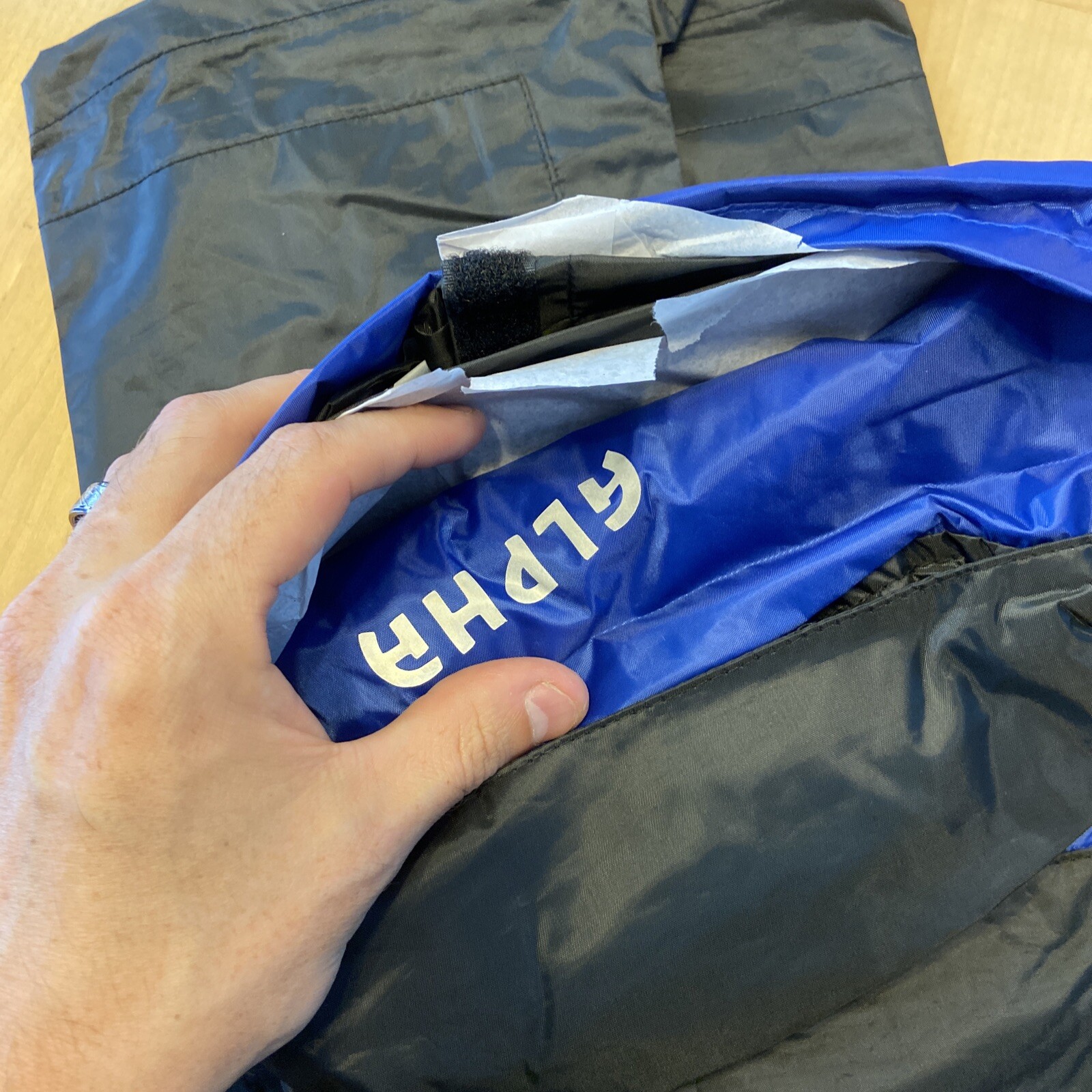 Alpha Cycle Gear Rain Suite Men Or Women M Black Blue Jacket Pants Bag