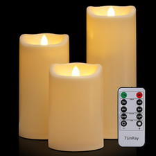 4" X 6" 8" 10" Waterproof Outdoor Flameless Candles with Remote, Flickering Batt