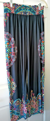 Urban Mangoz Palazzo Pants Paisley Mandala Print Jeweled Leg Festival Boho Med