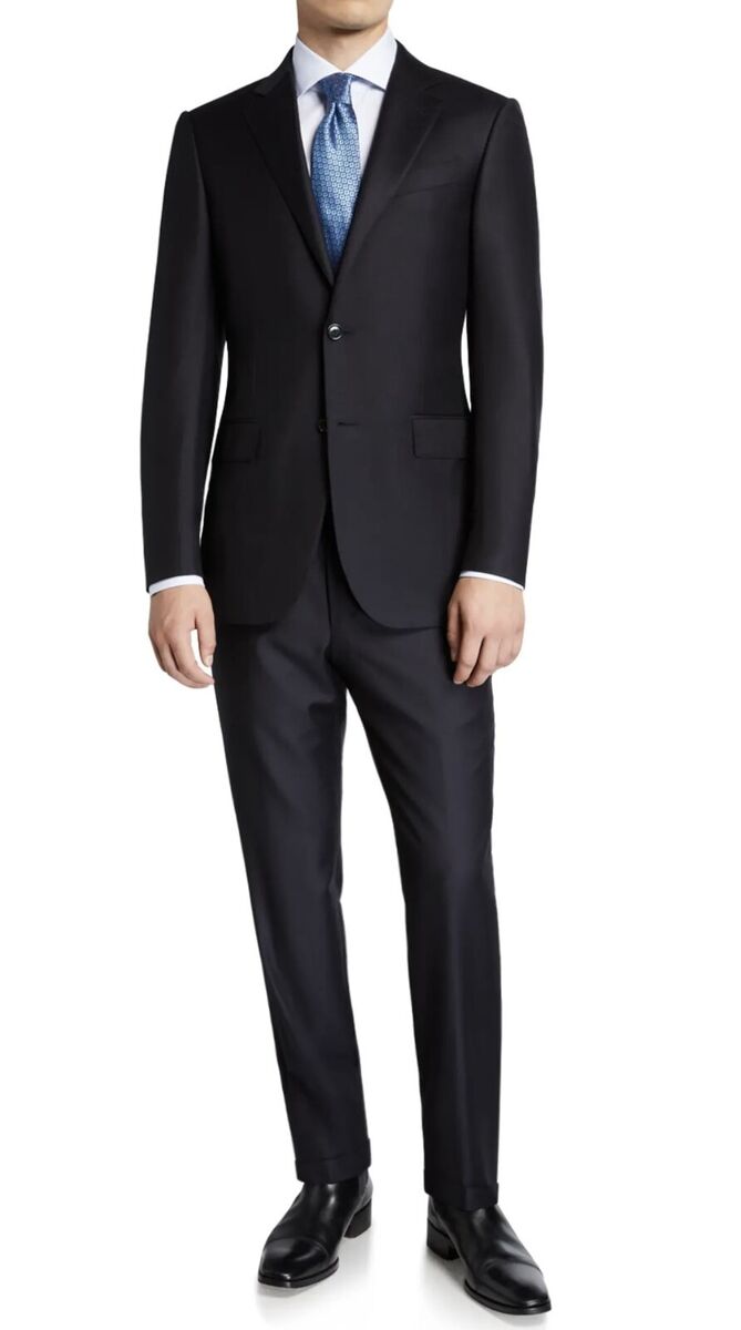 Ermenegildo Zegna Sartorial Trofeo Navy Two Button Suit Size Ermenegildo Zegna Sartorial Trofeo Navy Two Button Suit Size
