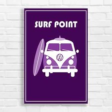 Surf Point Retro Camper Purple Canvas Print Large Picture Wall Art