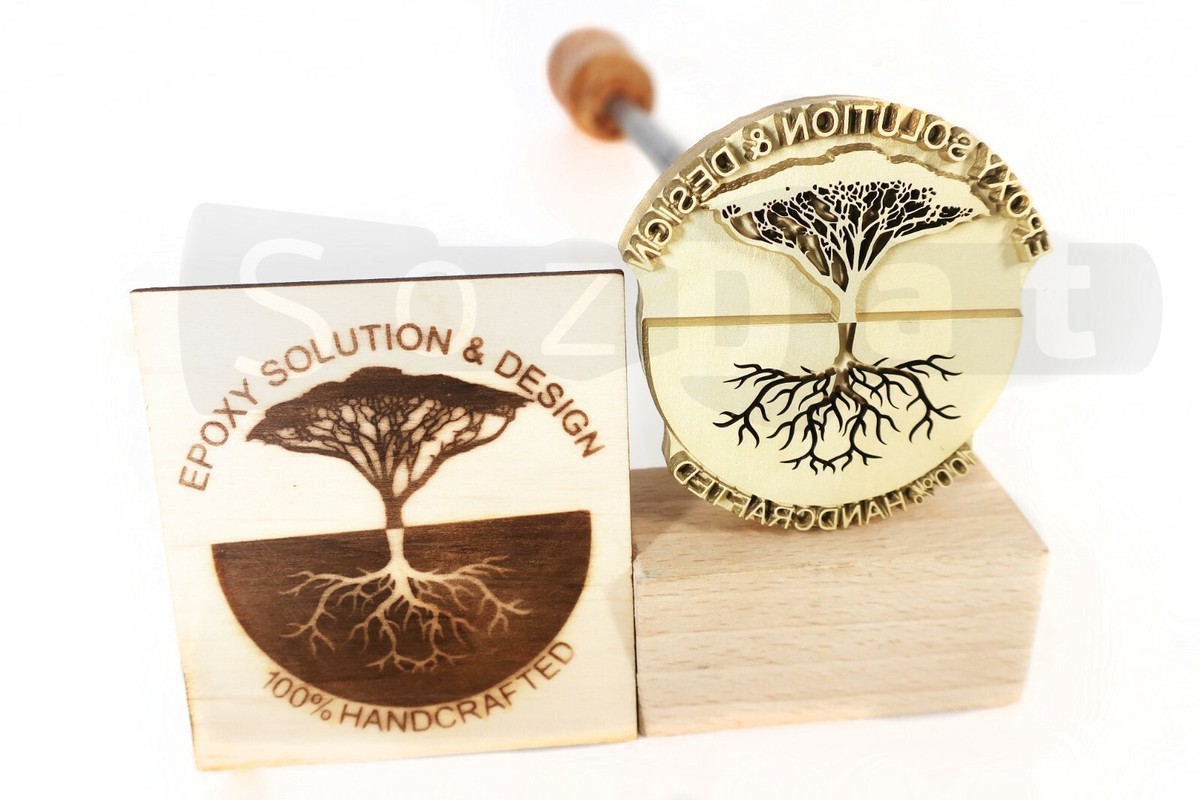 OLYCRAFT Custom Wood Branding Iron - Brass Stamp With Wood Handle For Leather, Wood, BBQ