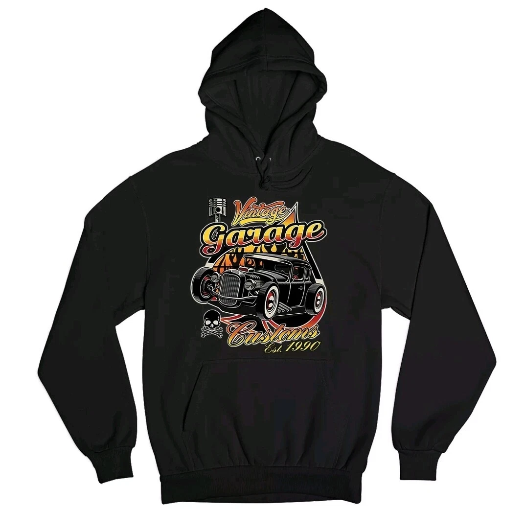 Vintage Garage Customs Est. 1990 Old School Retro Hot Rod Hoodie S,M,L,XL,2XL