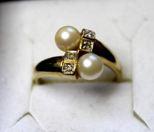 Ring 333 Gold mit  Perlen und kleinen Diamanten GR 57