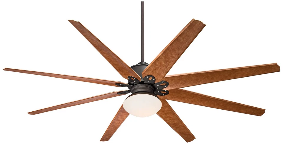72" Outdoor Ceiling Fan with Opal Glass Light LED Remote Bronze Damp Patio - Image 2 of 4