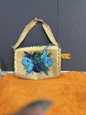 I Vintage Colorful Handmade Basketweave staw Purse Hand Bag