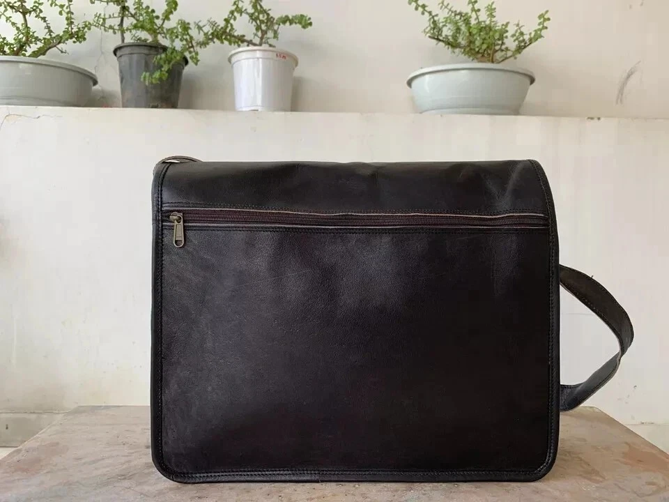 Men's prestige Leather Vintage Laptop Handmade Messenger Black Bag Satchel - Image 2 of 4