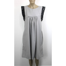 Diane Ness Women's Dress Midi Size M Gray Linen