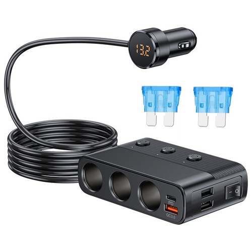 Car Cigarette Lighter Socket Splitter 7 in 1 Power Adapter Fit tablets, MacBooks - Picture 3 of 15