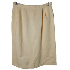 Vintage Russ 80s Pencil Skirt Womens Size Medium Yellow Midi Preppy Coquette Mod