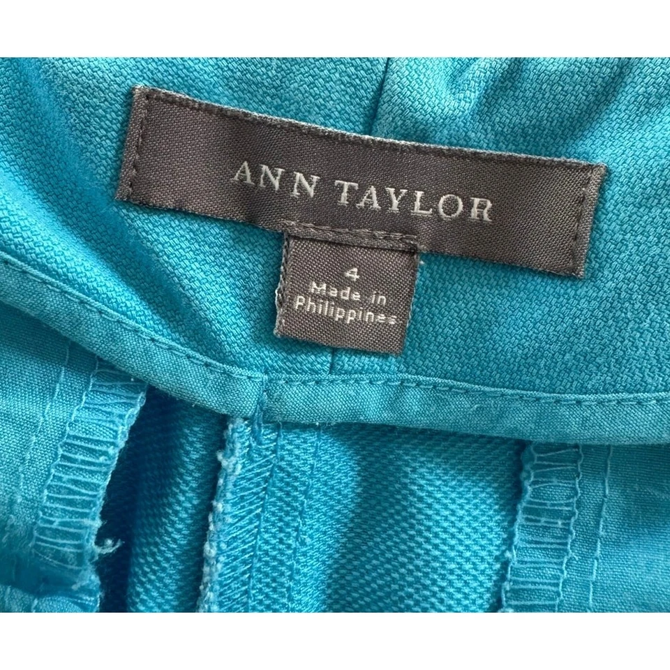 Pantalones cortos Ann Taylor para mujer talla 4 azul verdoso algodón spandex  Foto 3 de 4