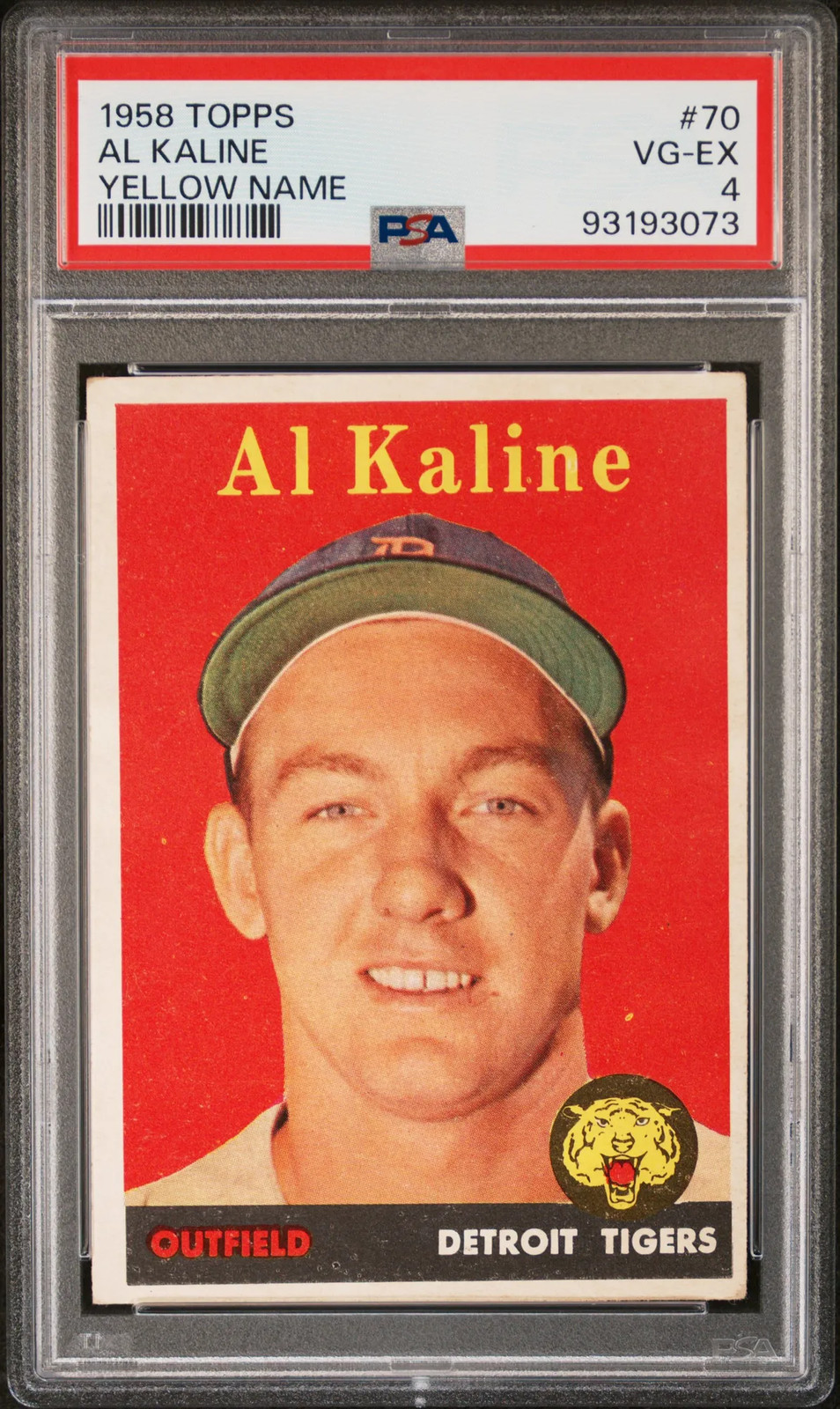 1958 Topps Al Kaline #70 Yellow Name PSA 4