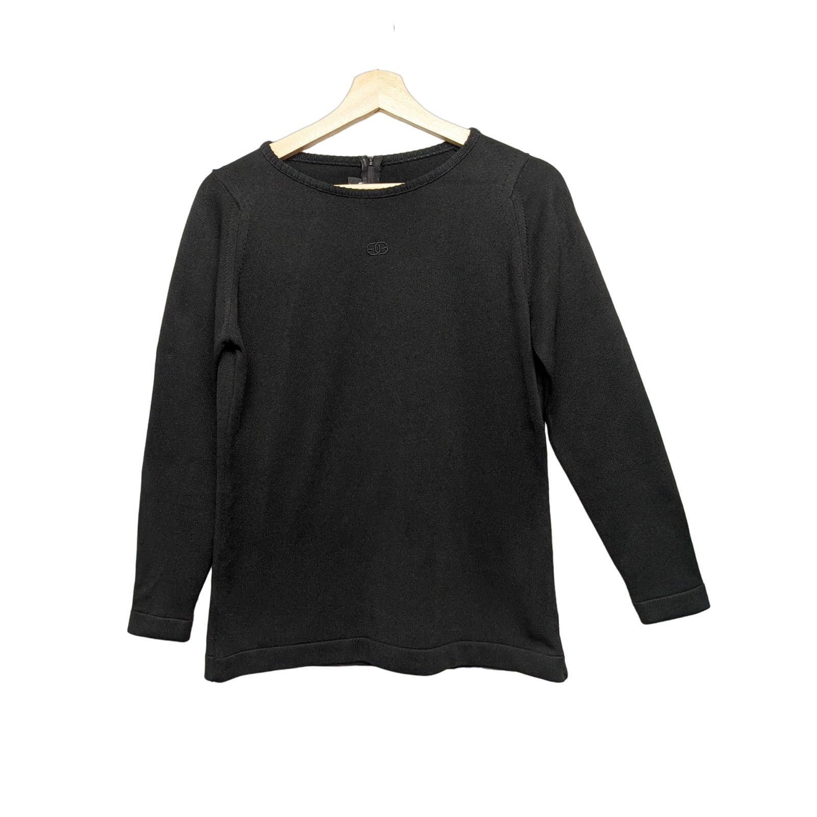 Vintage Women's Givenchy Sport Sweater Black Monogram Zip Back Size 38 / Medium