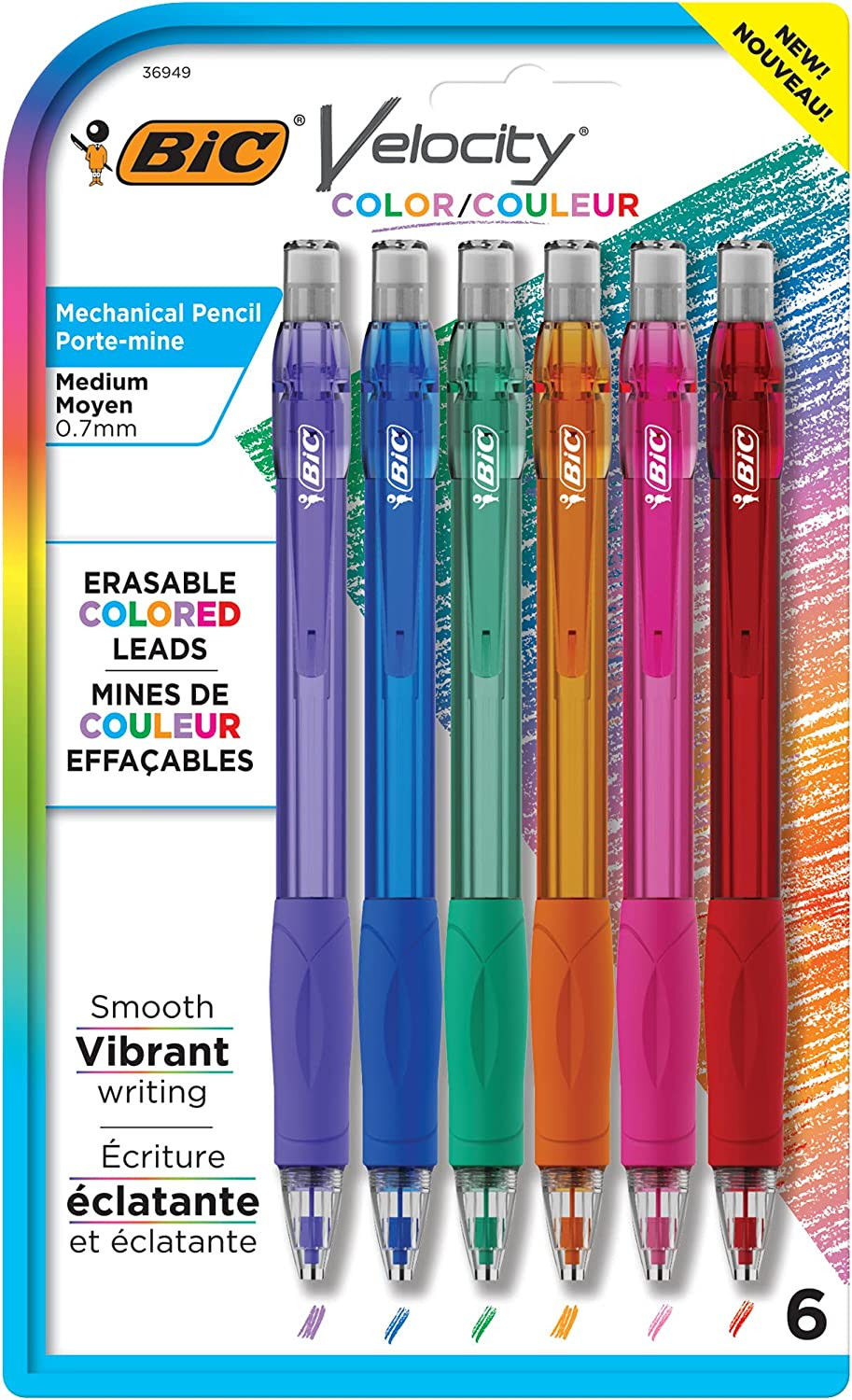 S With Colored Leads, Medium Point (0.7 Mm), 6-count P