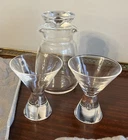 Set Of 2 Steuben Martini Tear Drop  Glasses And Shaker - Signed And Rare - Great