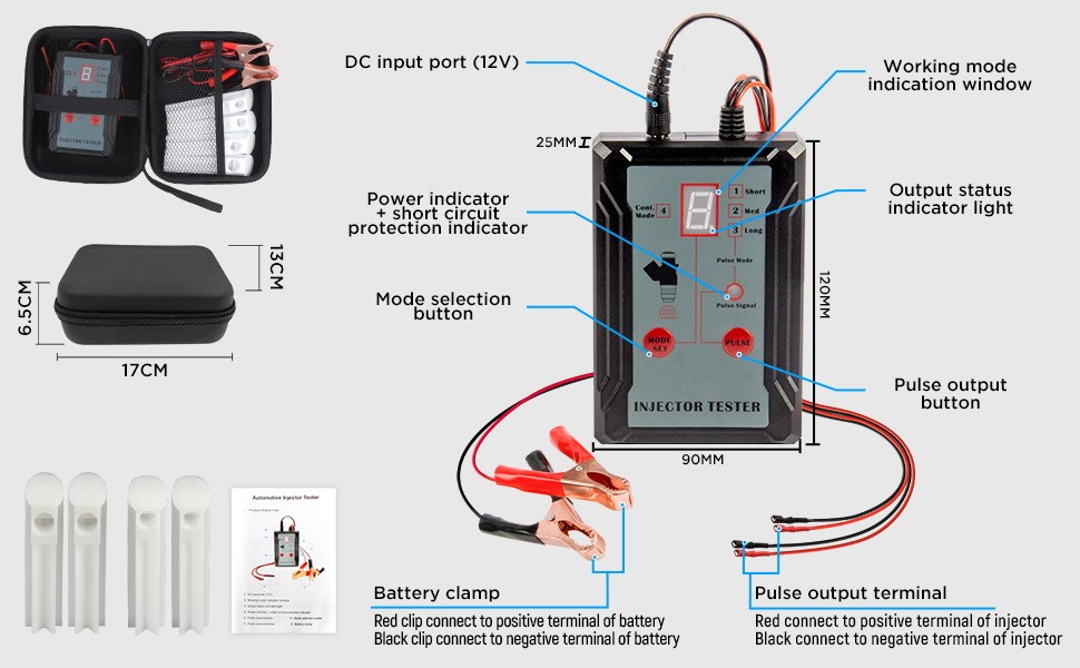 Automotive Fuel Injector Tester Cleaner Kit DIY Cleaning Tools w/8 Pulse Modes