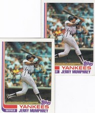 Two 1982 Topps Baseball New York Yankees Jerry Mumphrey Trading Cards