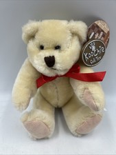 Koochie Small 7” Jointed Teddy Bear Red Bow Labels Cream - New with Tags