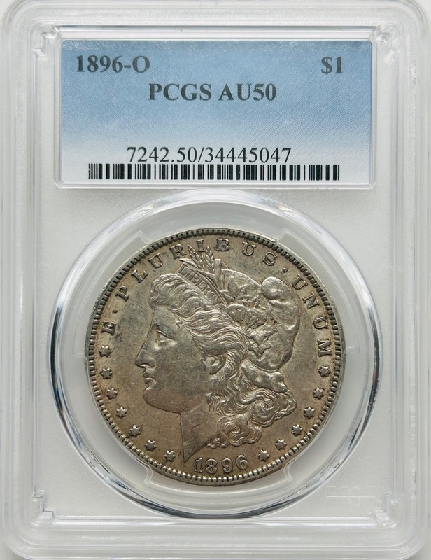 1896 O Morgan Silver Dollar PCGS AU50 Tough Date/Nice Patina
