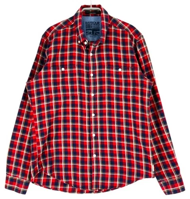 Barbour Chemise Décontractée Manches Longues Flanelle Boutonnée Rouge Taille M - Photo 1/4