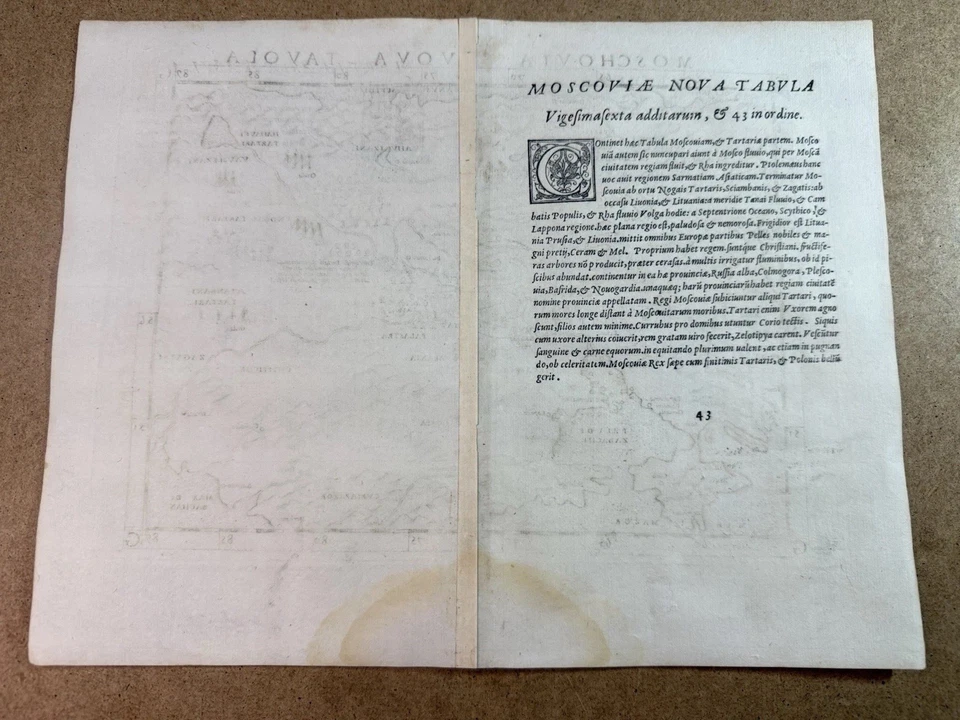 Mapa 1562 «MOSHOVIA NVOVA TAVOLA» Rusia, Ucrania - Ptolomeo, Valgrisi, Venecia RARO Foto 2 de 4