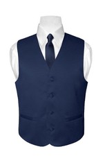 BOY'S Dress Vest  NeckTie Solid NAVY BLUE Color Neck Tie Set for Suit or Tuxedo