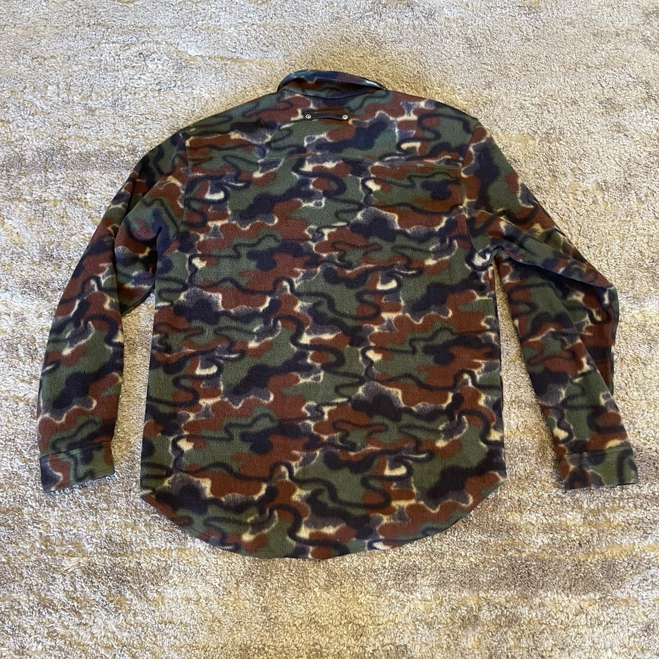 Vintage Bugle Boy Flannel Shirt Mens Large Green Camo Fleece Button Up Gorpcore - Image 2 of 4