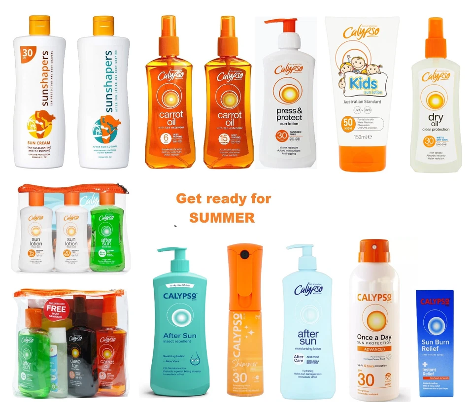 Calypso or SUNSHAPERS Sun Cream - After Sun Lotion - Carrot Oil - Cooling Gel