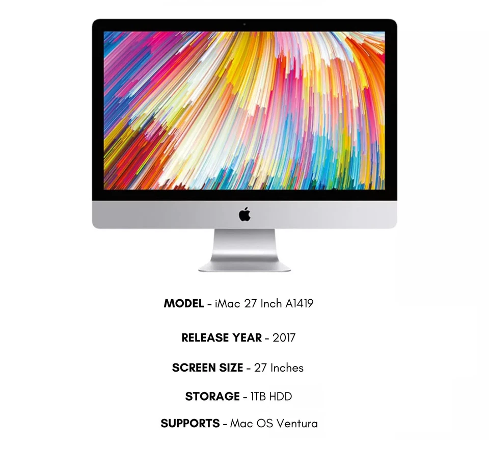 Apple iMac 27 Inch All In One 5K 2017 Core i5 Quad 24GB Ram 1TB HDD AMD Radeon - Image 3 of 3