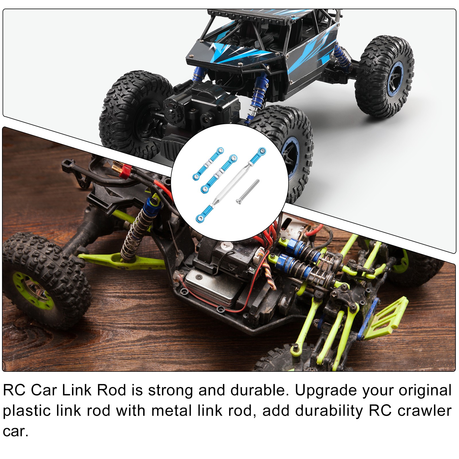 Adjustable Turnbuckles Camber Link Linkages Upgrade for 14401 1/14 RC Car,Blue