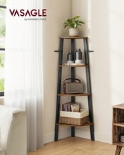 Image of 4-Tier Industrial Storage Rack Ladder Bookcase Rustic Brown & Black