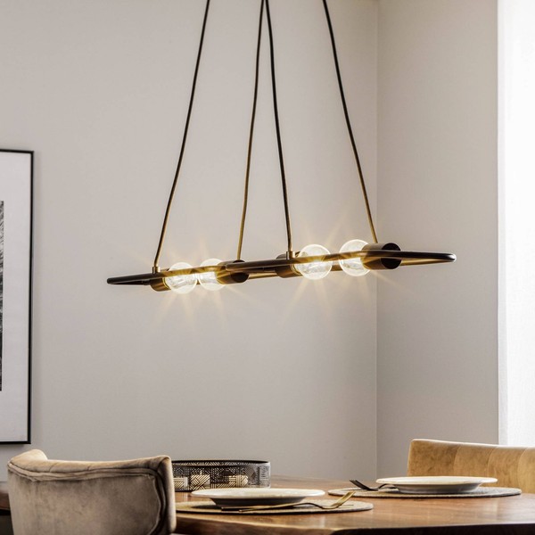 Lucande Pendelleuchte 'Tornike' (Design, Modern) In Schwarz Aus Metall (4 Flammi-image