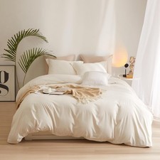 White Duvet Cover Set for Home Premium Washed Microfiber Bedding Cover Set for