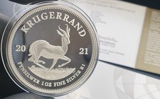 2021 South Africa Krugerrand Silver Proof 1oz Coin Box with Coa
