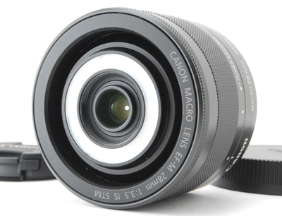 Works Perfectly [Mint w/Hood] Canon EF-M 28mm F3.5 Macro IS STM