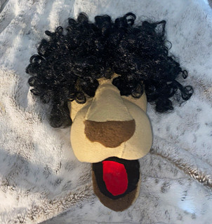 Chuck E Cheese 3 D King Kat Face Felt Mask w/ Curly Hair reproduction 1 Size