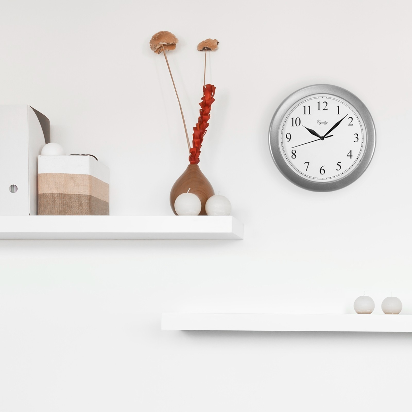 25206 Equity by La Crosse 10" Plastic Analog Wall Clock - Silver