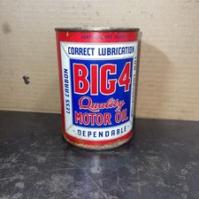 Antique Big 4 Quality Motor Oil Can Praire Tractor Manage Garage 