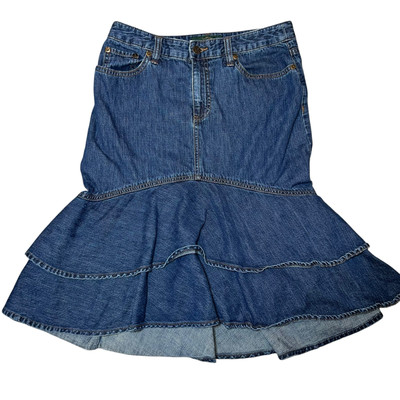 Lauren Ralph Lauren Jeans trumpet ruffle flare y2k Denim Skirt