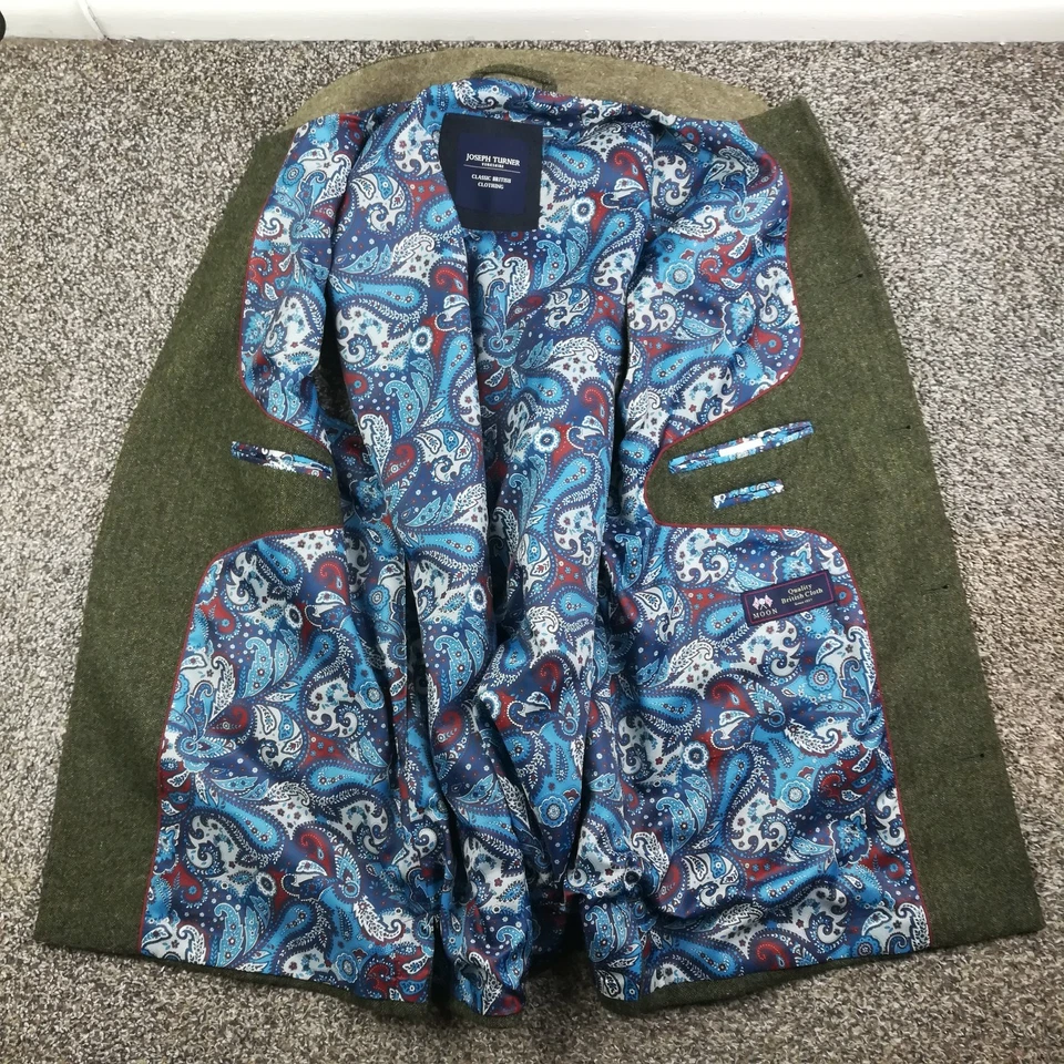 Joseph Turner Yorkshire Gilet Waistcoat Moon Tweed Wool Green Sz 46 - Image 2 of 4