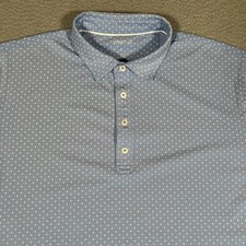 Johnnie O Shirt Mens Large Blue Polka Dot Performance Golf Polo Casual Preppy