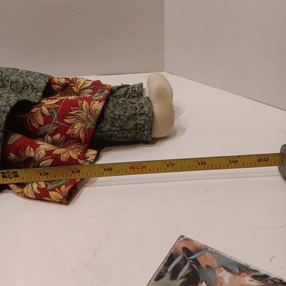 Muñeca gato atigrado primitivo otoño girasol vestido hecho a mano de colección estante cuidador Foto 3 de 4