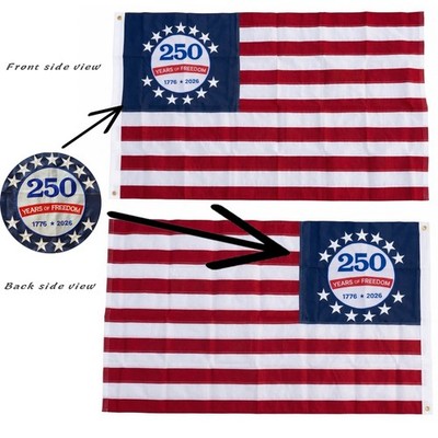 250th Anniversary USA Flag Double Sided Embroidered 3x5ft 210D
