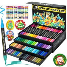 176 Colors Acrylic Paint Markers Pens Set,88 Pack Brush Acrylic Paint Markers...