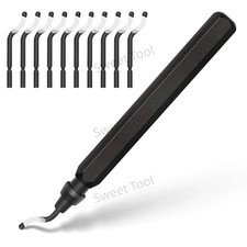 Deburring Tool Metal Handle with 1/10/11 Swivel Blades Burr Removal Reamer Tool