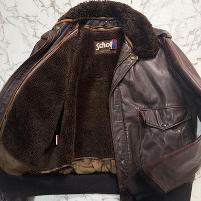 Schott G-1 184SM leather Jacket Blouson Men Size 40 dark brown Genuine