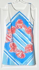 LILLY PULITZER Callie Pool Blue Shell Of It Engineered A-Line Shift Dress M 8/10